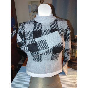 POOF NY WOMENS SWEATER‎ BLACK/GRAY SIZE SMALL